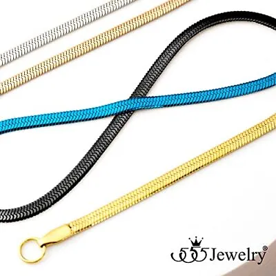 555Jewelry Stainless Steel Elegant Flat Herringbone Snake Chain Necklace Unisex • $9.99