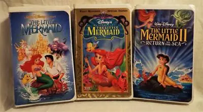 Walt Disney Lot Of 3 VHS Tapes The Little Mermaid Banned Cover ARIEL & MELODY • $18.99