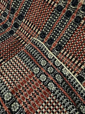 $145 • Buy Americana RED WHITE BLUE Antique  Primitive  Wool Jacquard Overshot Coverlet