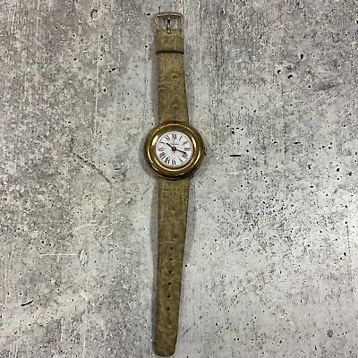 Vintage Endura Gold Tone Women's Wrist Watch Gray Leather Band • $30