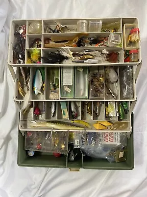 Vtg Plano Tackle Box With Lures & Fishing Supplies • $59.99