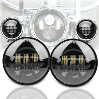 2PC 4.5 Inch Spot Fog Passing Light Black LED For Harley Davidson Motorcycle • $32.98