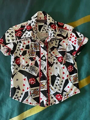 Rock Your Baby Size 0 Shirt Playing Cards Pearl Snap Embroidered On Back VGUC • $6.44