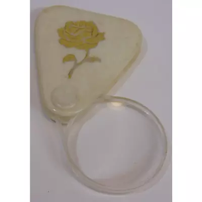 Vintage Plastic Floral Folding Pocket Magnifying Glass Gold Rose Antique White • $49.99