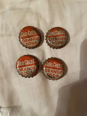 Vintage Soda Bottle Cap Lot 4 Metal Caps ORANGE  Sun Crest. Georgia. • $5.99