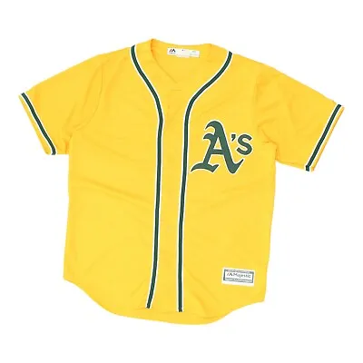 Oakland Athletics Mens Yellow Majestic Baseball Jersey | Vintage MLB Sportswear • £55