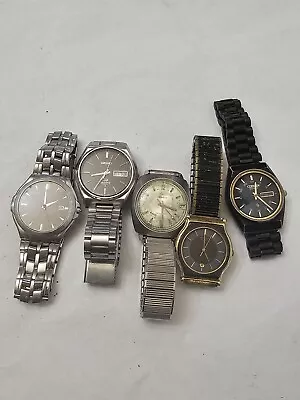 Vtg Men Watch Lot Of  5 Non Working Condition 4 Parts SeikoCitizen & Caravel P7 • $100