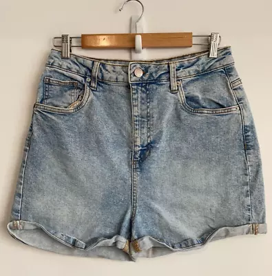 Supre Denim Shorts Womens Size 14 Blue Pockets Zip Button HotPants Cuffed Comfy • $17.37