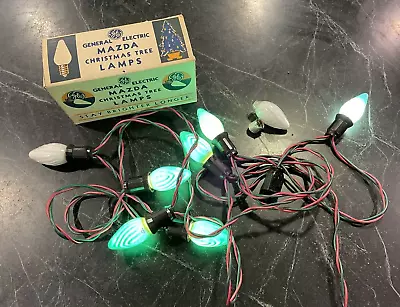 Vintage Christmas Tree Mazda 5 Green Lamps Lights Original Box Great Graphics GE • $60