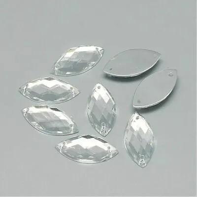 50X Sparkly Crystal Clear Flat Back Loose Rhinestone Gems Jewel Diamond Assorted • £4.49