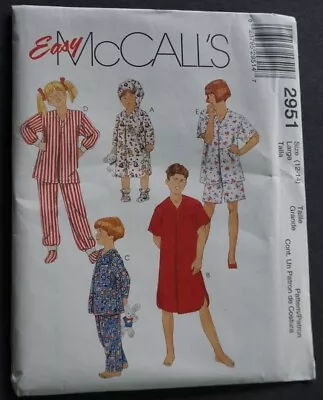 McCalls 2951 Childrens & Girls Sleepwear Size L 12-14 Sewing Pattern • $8