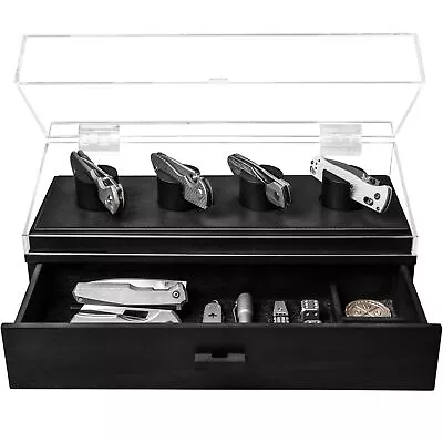 Knife Deck Pro Premium 6 Knife Display Case Leather Lining Drawer Accessories • $95.74