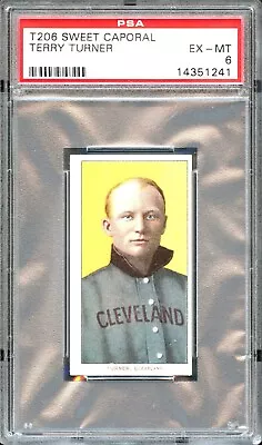 BB - 1909 - T206 - Sweet Caporal - Terry Turner - PSA 6 - EX-MT • $1178.10