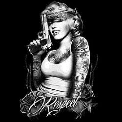 Marilyn Respect Gun Tats Bandana Marilyn Monroe Gangster SWEAT SHIRT • $17.99