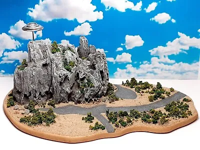 Ufo Mountain Scenic Diorama / Desk Shelf Ornament - Flying Saucer 21 X 14cm • £60