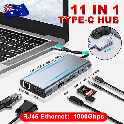 11 In 1 USB 3.0 Type C USB-C Data HUB 4K HDMI VGA PD Charger Port Adapter • $38.85