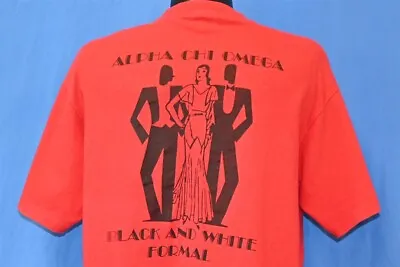$29.40 • Buy Vintage 80s ALPHA CHI OMEGA BLACK WHITE FORMAL 1988 POCKET TEE A CHI O T-shirt L