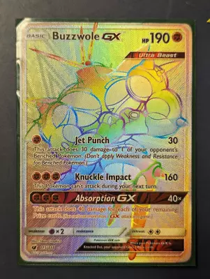 Buzzwole GX 115/111 Rainbow Secret Rare Card Pokémon Crimson Invasion - NM/M • $6.99