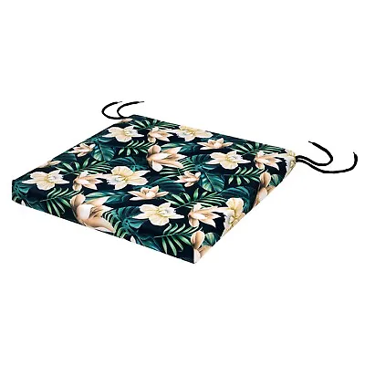 Waterproof Chair Cushion Seat Pads Outdoor Garden Removable Tropical Flowers • £12.99