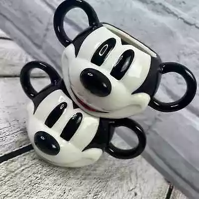 Set(2) Zak DISNEY 15oz Mickey Mouse Ceramic Double Ear Handle Coffee Tea Mug Cup • $19.55