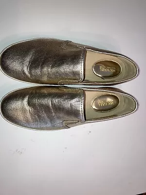 Women's Michael Kors Slip On  Perforated Sneakers Gold Shoes - Size 8.5 • $27.99