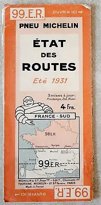 1931 Michelin Tires Summer Time Map Of South France - Map In French GG • $24