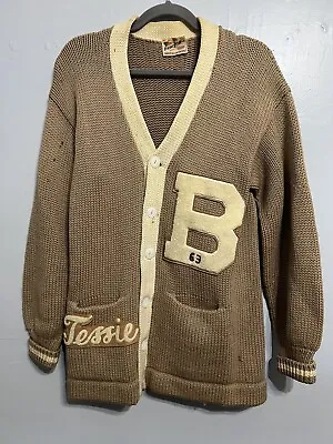 Vtg 1963 Princeton Award Wool Sweater Letterman Cardigan Tessie • $40