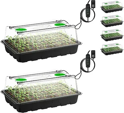 VIVOSUN 6-Pack Seed Starter Trays 240-Cell Seed Starter Kit W/2 Pcs LED Lights • $39.99