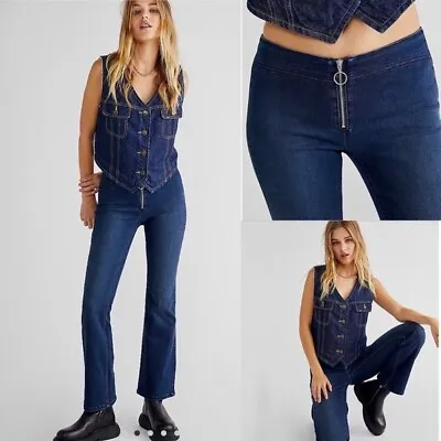 FREE PEOPLE JETT LOW RISE 70s FLARES JEANS (SIZE 26/ UK 6) RRP £78 • £24.99