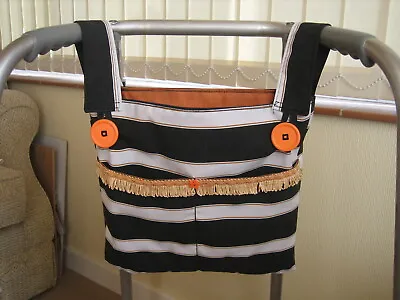 Bag For Walking Frame/zimmer Frame 4 Pocket - Black/white Stripe ( Orange ) • £11.50