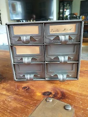 Vintage Metal Address Ellott File Box 6 Drawer Small Parts Cabinet Industrial • $44.99