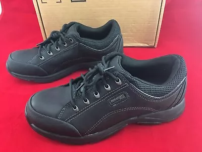 Rockport Mens Chranson Walking Shoe Size 8.5 Black Leather Lace Up Oxford V74121 • $69