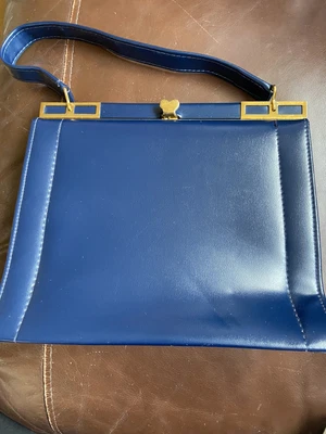 £15 • Buy Vintage Retro Navy Patent Ladies Handbag England MacLaren 50's/60's