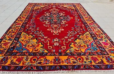 Authentic Hand Knotted Vintage Tribal Hamidoun Wool Area Rug 10 X 7 Ft (452 SU) • $51