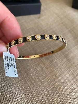 FREIDA ROTHMAN 14k Gold Plated Sterling Silver Studded Eternity Bangle Bracelet • $189.99