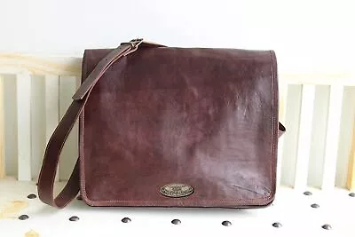 26  Handmade Briefcase Bag Satchel Men's Real Leather Vintage Laptop Messenger • $78.67