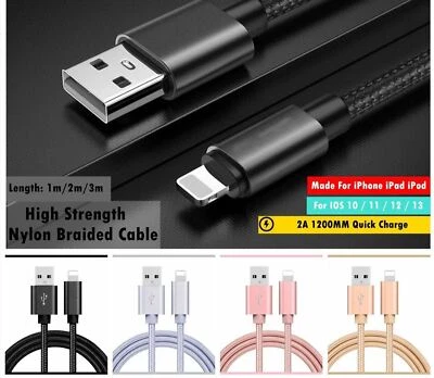 Heavy Duty Fast Charger USB Data Cable Charging Cord For IPhone 14 11 12 13 X 8 • $6.55