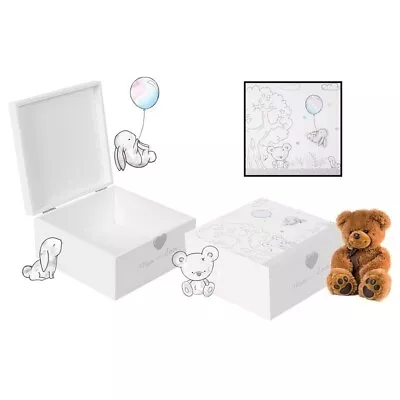 Hugs And Kisses - Wooden Memories Keepsake Gift Box  New Baby Gift New Born Baby • £8.99