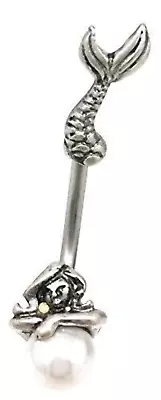 Belly Button Ring Navel Split Mermaid Faux Pearl 316L Surgical Steel Body Jewelr • $9.99