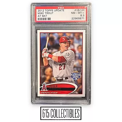 2012 Topps Update Mike Trout At Bat Psa 8.5 Mn Mint+ Graded #us144 | Angels • $59.95
