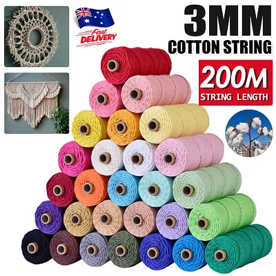 $2.99 • Buy 3mm/4mm 5mm Natural Cotton Twisted Cord Craft Macrame Artisan Rope Weaving Wire