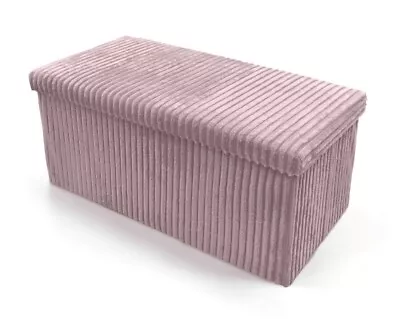 Pink Storage Box Corduroy Foldable Ottoman Toy Storage Box Foot Bench Stool • £24.50