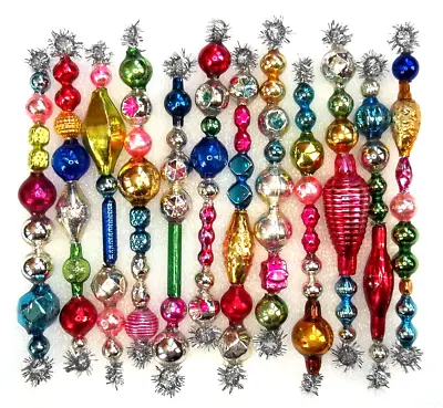 * 12 ALL Vintage & Antique 4  MERCURY GLASS BEAD Garland TINSEL Icicle ORNAMENTS • $47.99