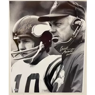 Fran Tarkenton Bud Grant Signed Inscribed 16x20 B&W Photo Minnesota Vikings • $199.99