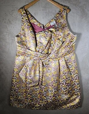 $19.95 • Buy Zac Posen Dress Womens Plus Size 20W Cocktail Party  Pockets Gold Brocade