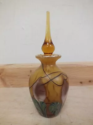 Vintage Okra Gold Iridescent Glass Genie Perfume Scent Bottle (Nee] • £9.99