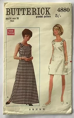 Vintage Butterick 4880 UNCUT Sleeveless (Maxi) Dress 60s Sewing Pattern - 14 • £4.95