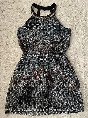 MAURICES Women's Size M Black Halter Mini Dress Sleeveless Beaded Chiffon NWT • $13.75