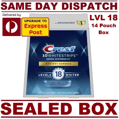 $72.50 • Buy Crest 3D Teeth Whitening Strips RADIANT EXPRESS - LEVELS 18 WHITER - SEALED BOX
