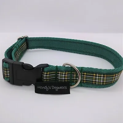 Irish National Green Tartan Ireland Dog Collar Or Set S M L Handmade Scotland • £12.99